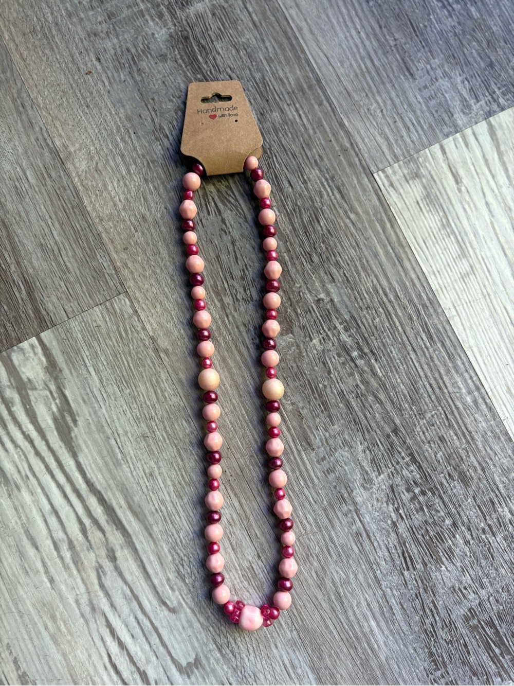 Handmade by me Pink Beaded Necklace